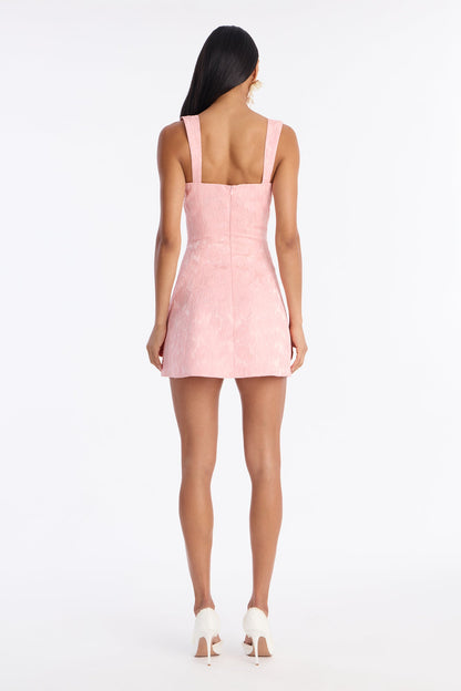 Petal Pout Jacquard Mini Dress - Pink