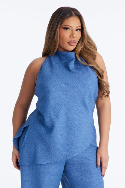 Irene Halter Asymmetrical Pant Set - Denim