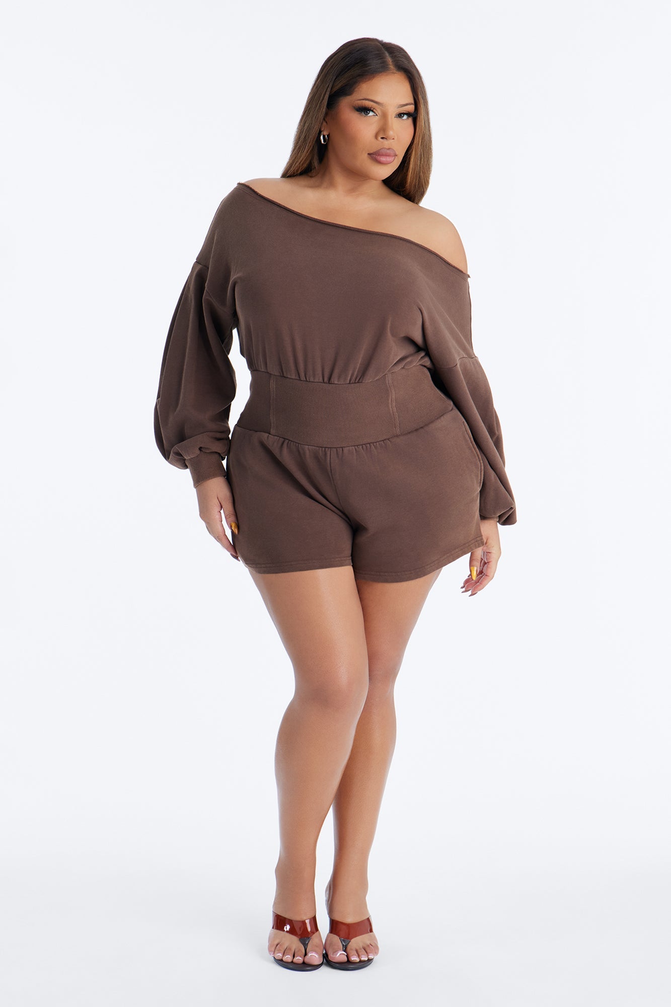 Come Find Me Terry Romper - Chocolate