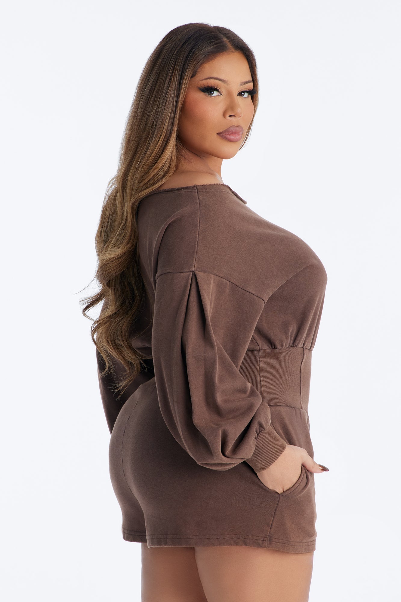 Come Find Me Terry Romper - Chocolate