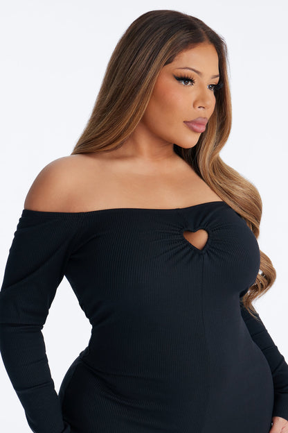So In Love Ribbed Flare Leg Jumpsuit - Black