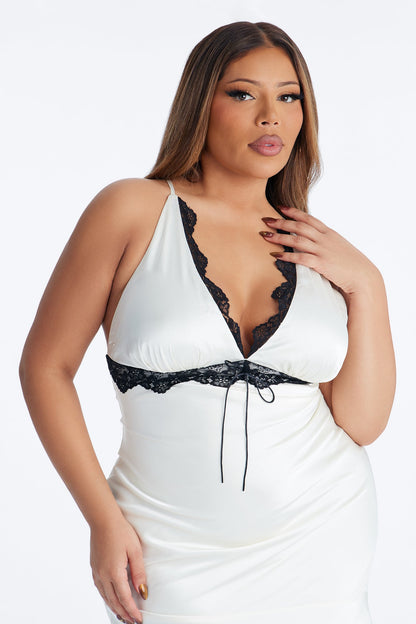 Raylene Lace Satin Maxi Dress - Ivory/combo