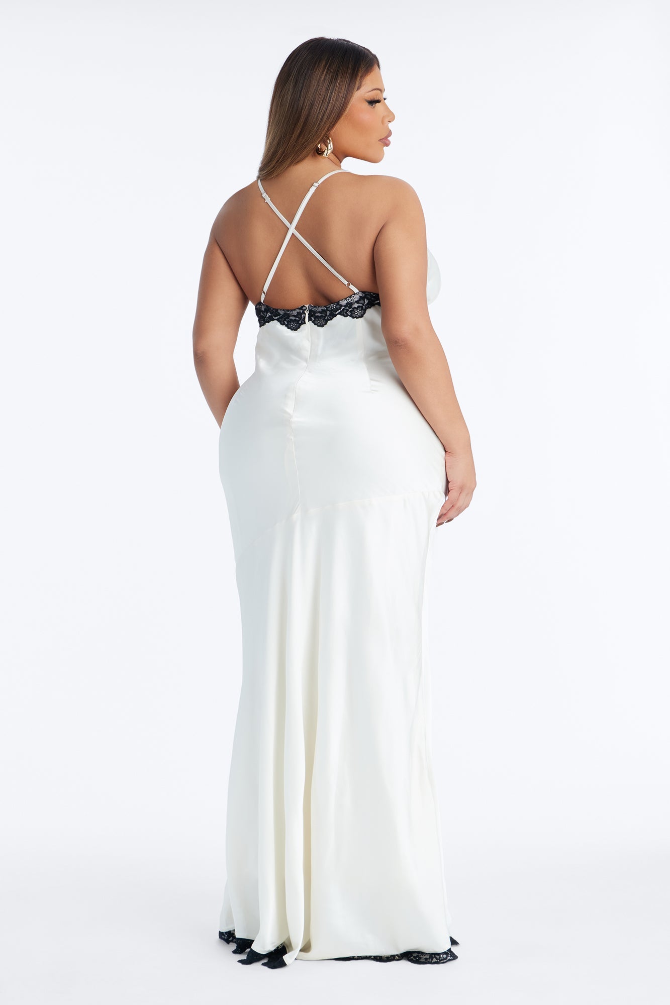 Raylene Lace Satin Maxi Dress - Ivory/combo