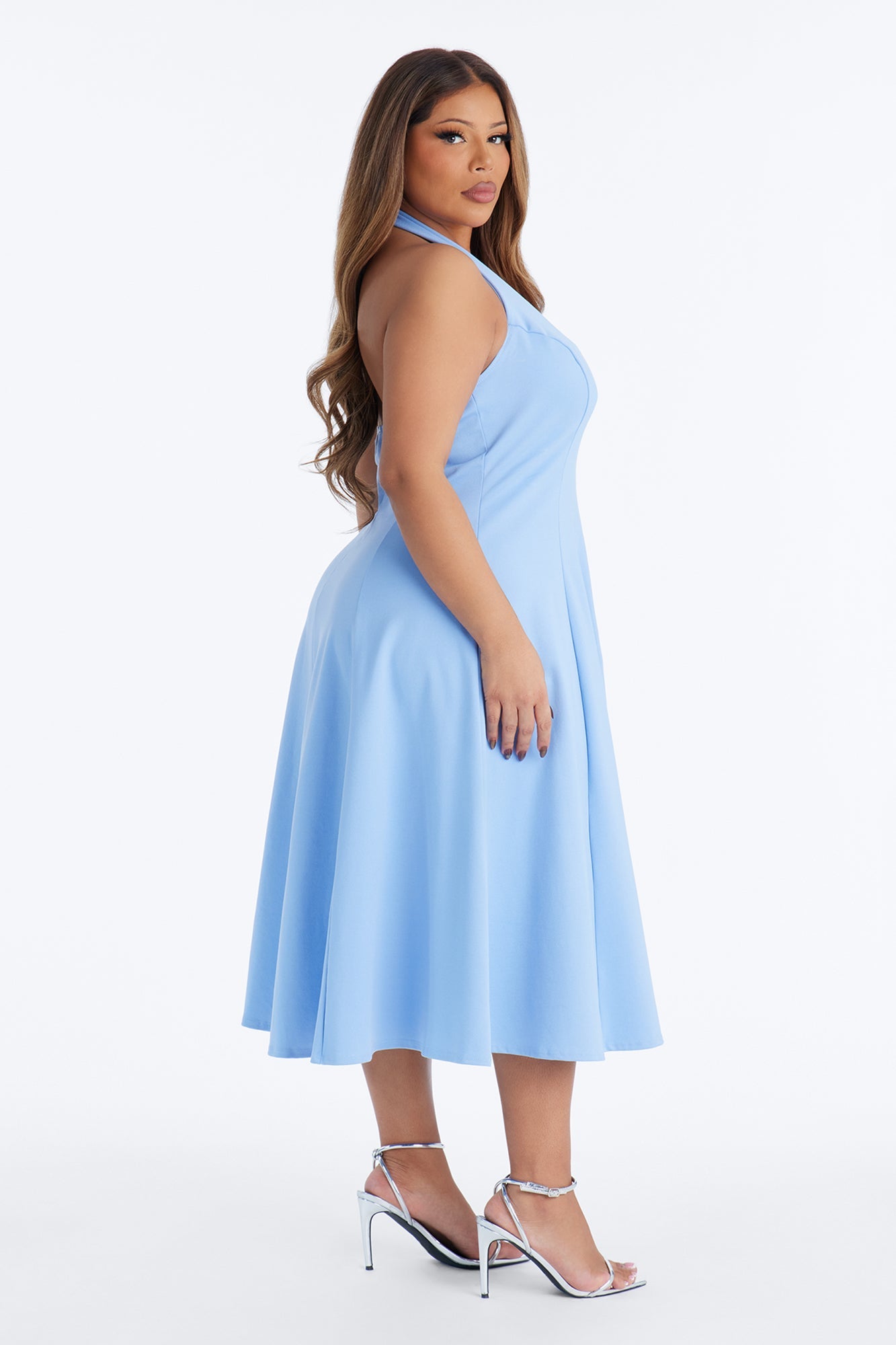 Mabel Ponte Midi Dress - Blue