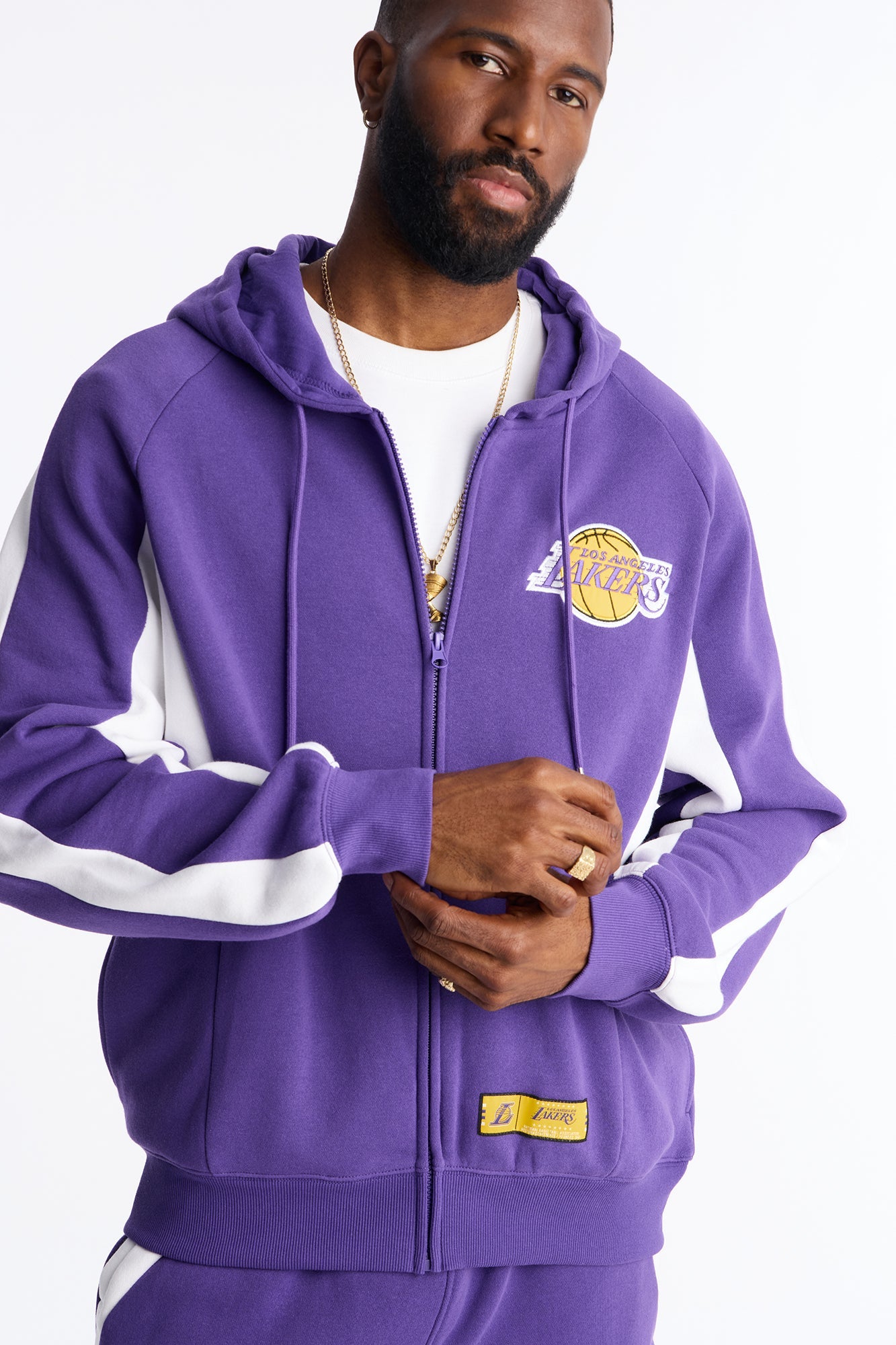 Lakers Wavey Oversized Zip Hoodie - Purple