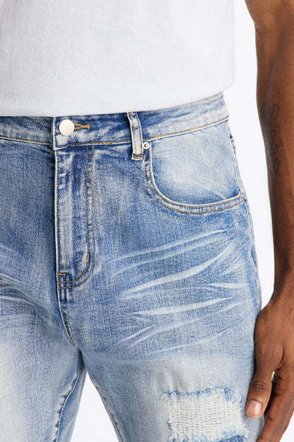Stacked Skinny Flare Classic Destroyed Jeans - Light Wash