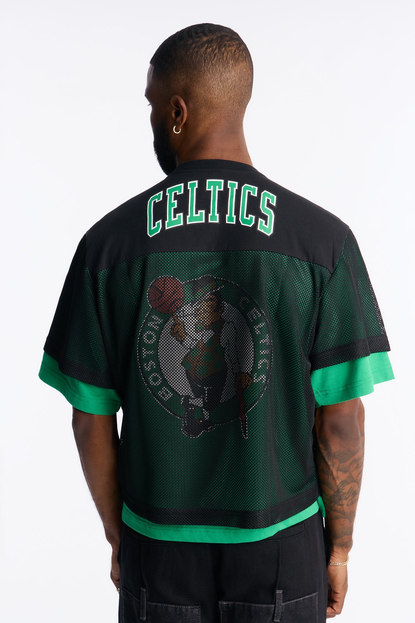 Celtics Lay Up Jersey Mesh Top - Black