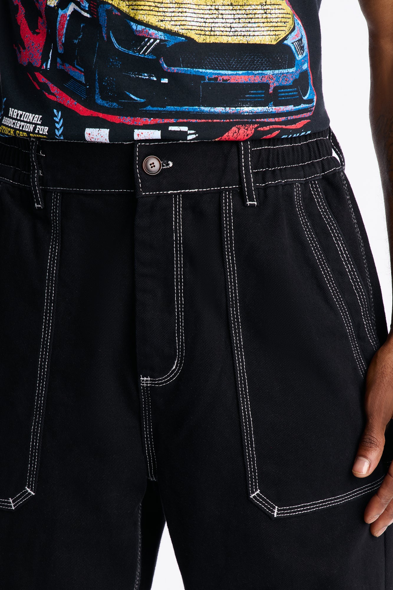 Baggy Tetris Maze Multi Pocket Pant - Black