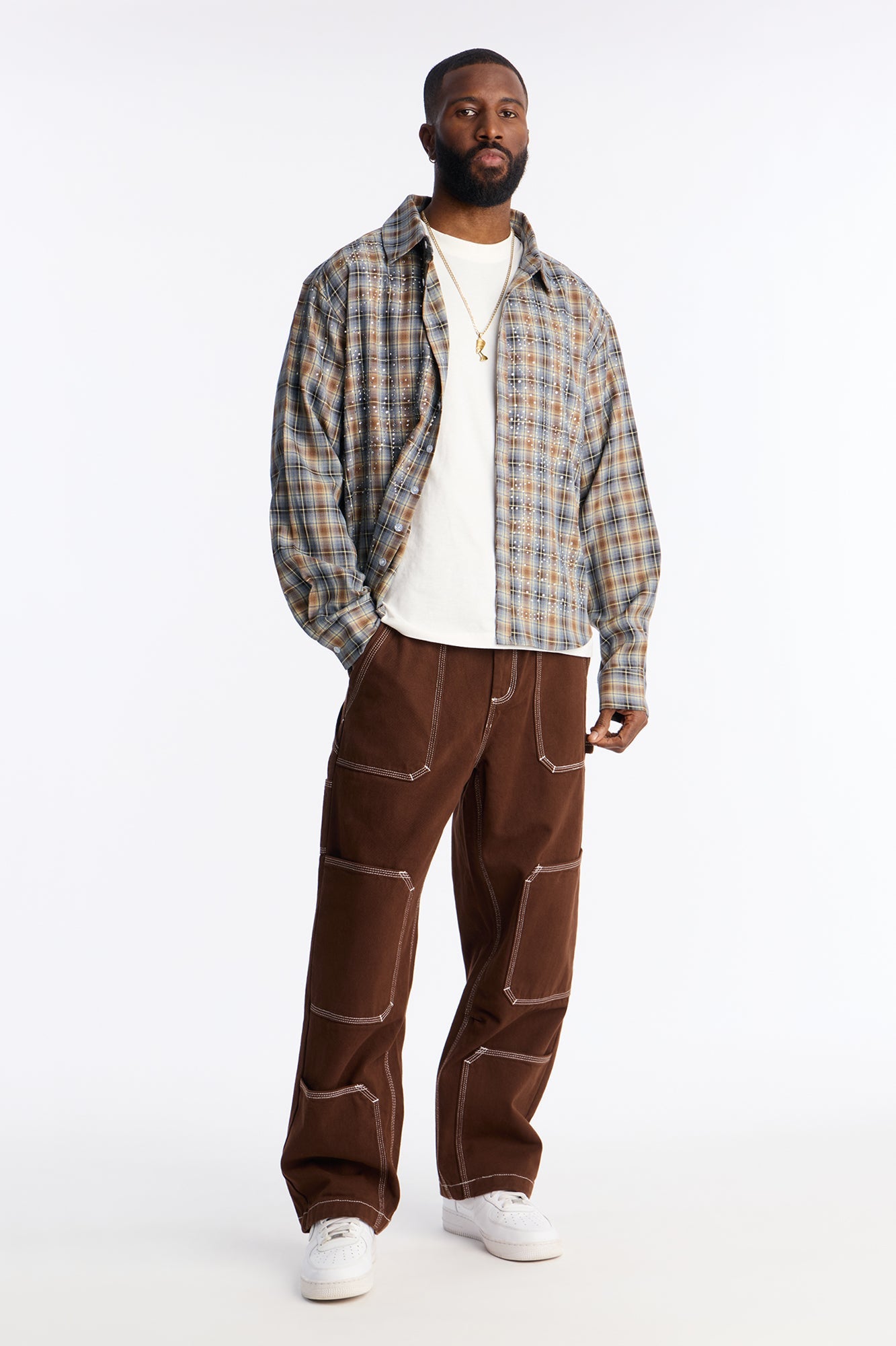 Baggy Tetris Maze Multi Pocket Pant - Brown