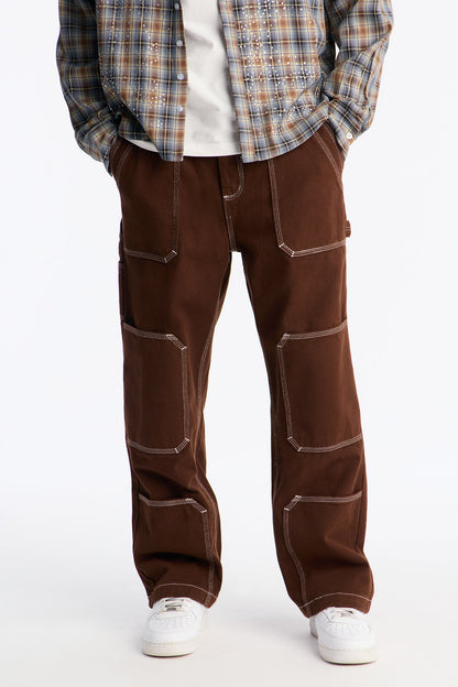 Baggy Tetris Maze Multi Pocket Pant - Brown