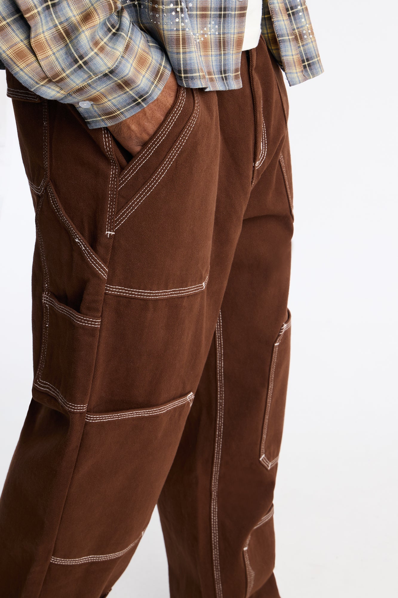 Baggy Tetris Maze Multi Pocket Pant - Brown