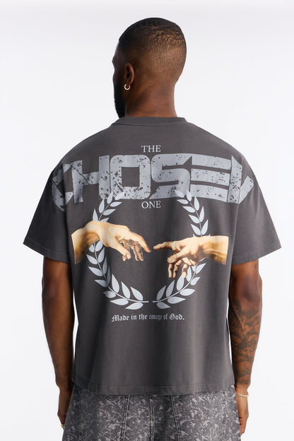 The Chosen One Oversized Premium Short Sleeve Tee - Charcoal