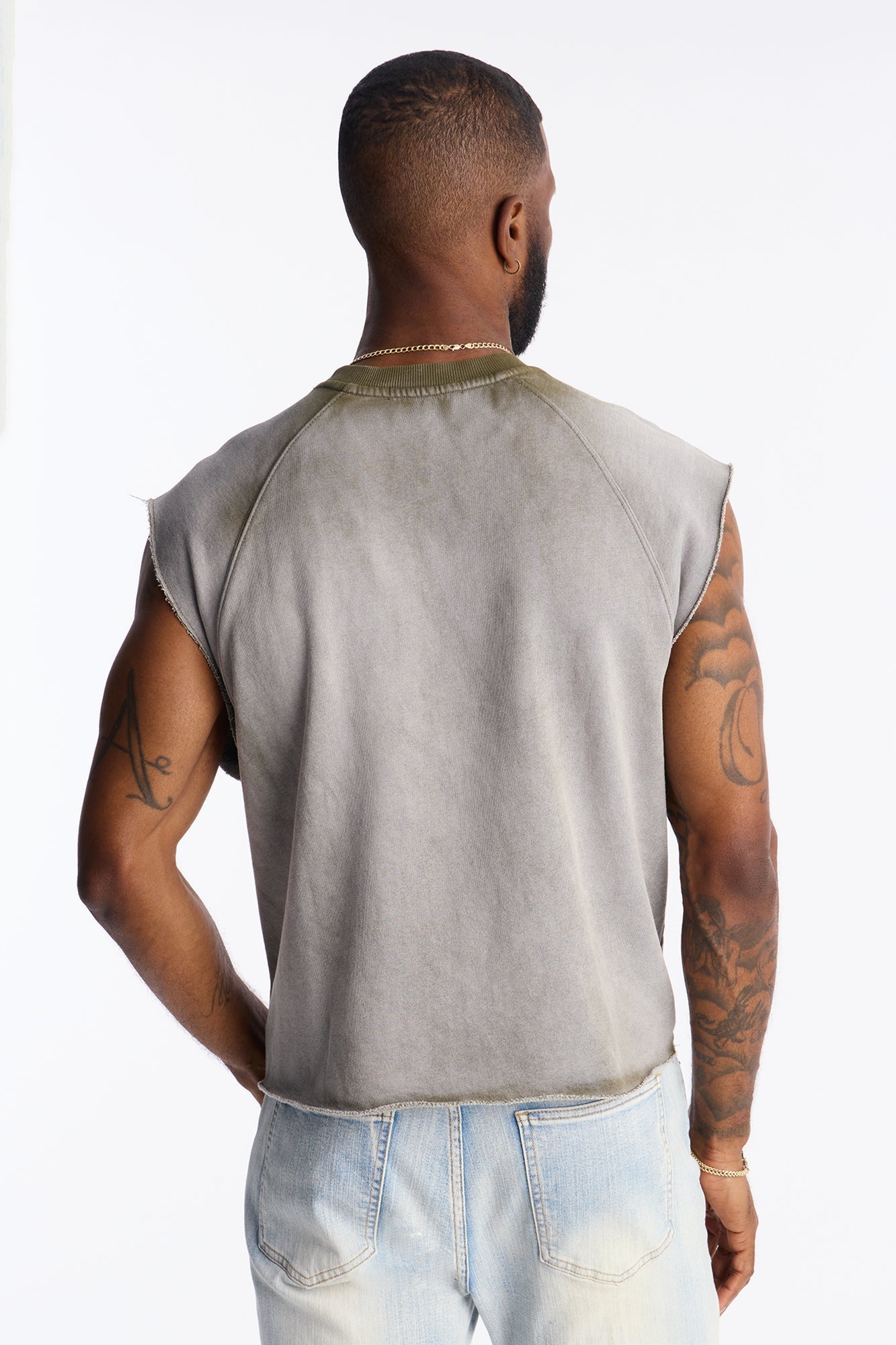 Boiler Washed Boxy Muscle Tee - Khaki