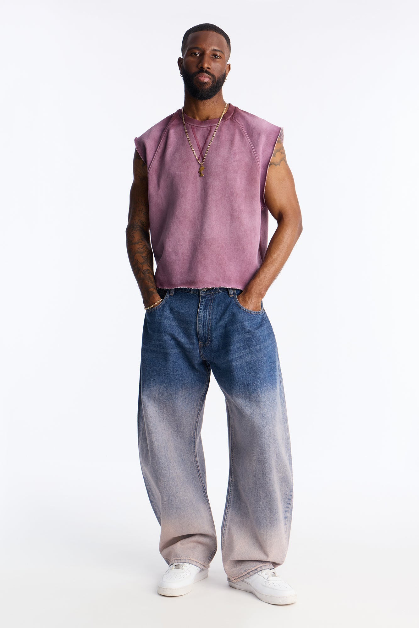 Barrel Into Me Ombre Jean - Medium Blue Wash