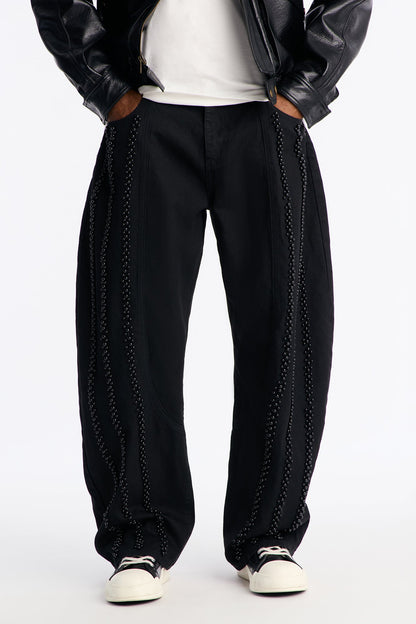 Barrel Pearl Obsidian Jean - Black