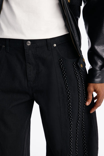 Barrel Pearl Obsidian Jean - Black