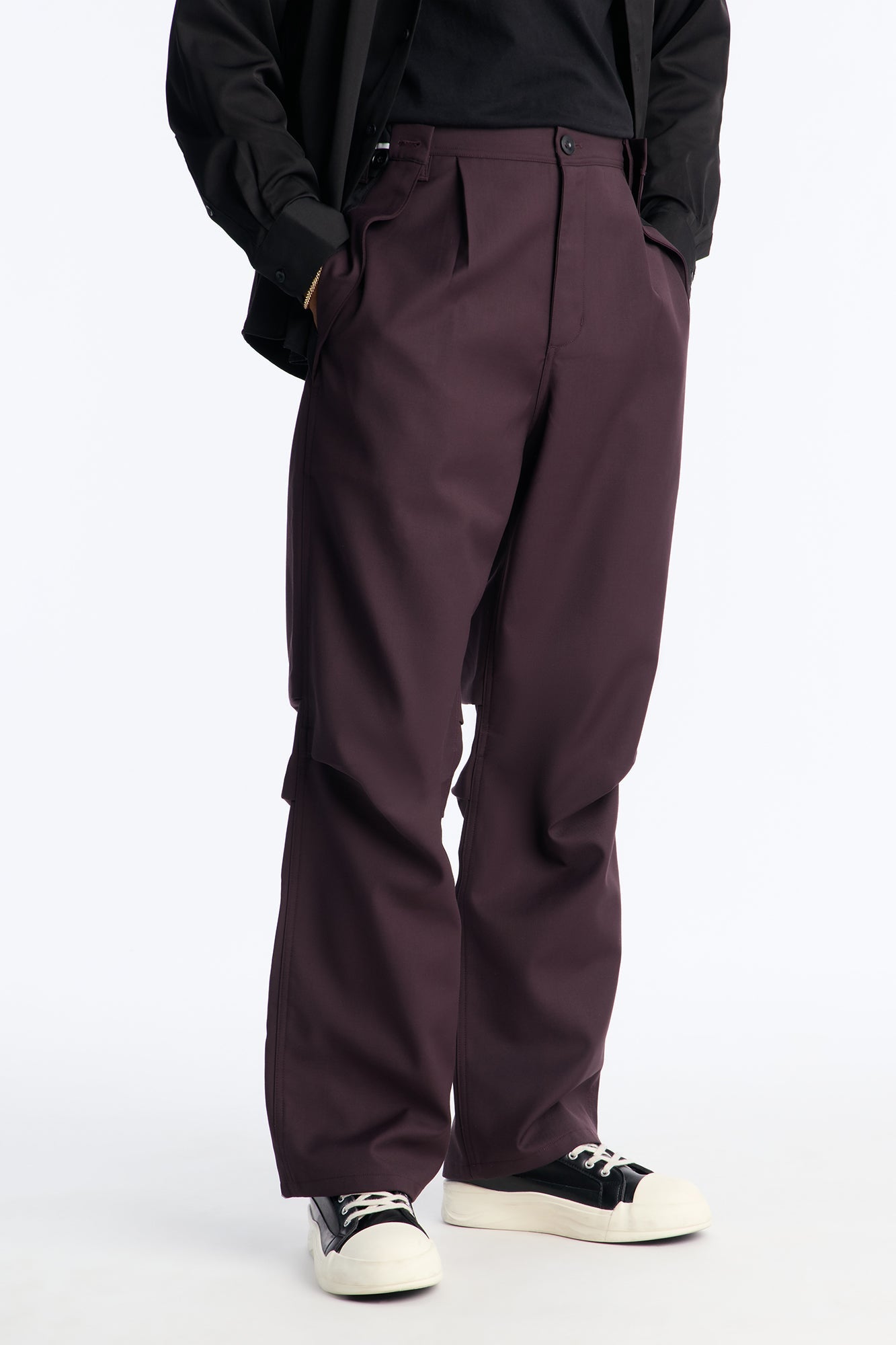 Baggy Astoria Inverted Pockets Trouser - Wine