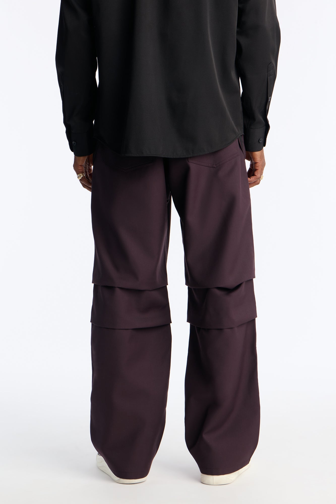 Baggy Astoria Inverted Pockets Trouser - Wine