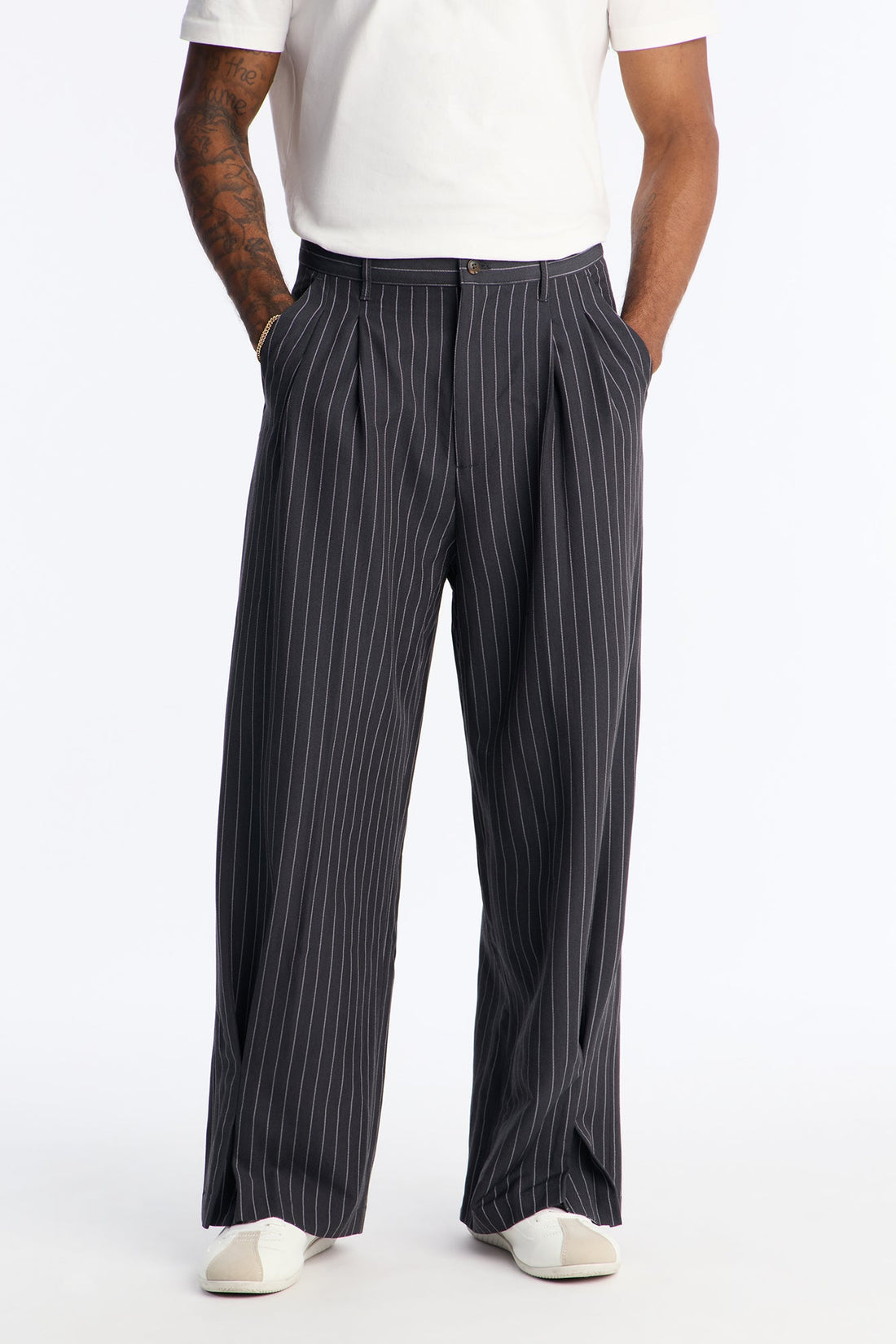 Wide Leg New Age Pleated Trouser - Grey