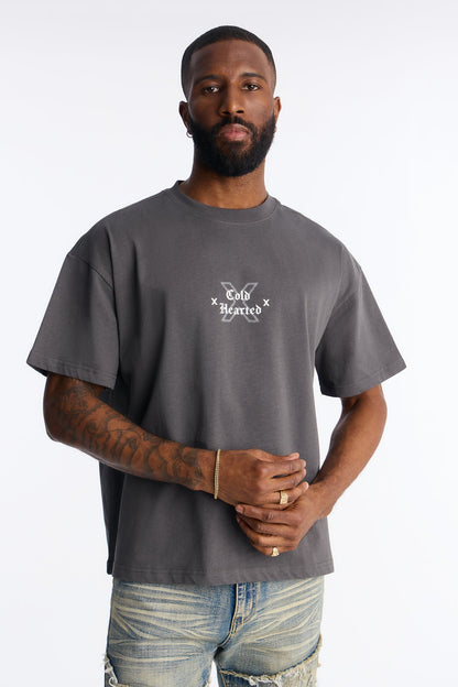 Premium Ruthless x Cold Hearted Short Sleeve Tee - Charcoal