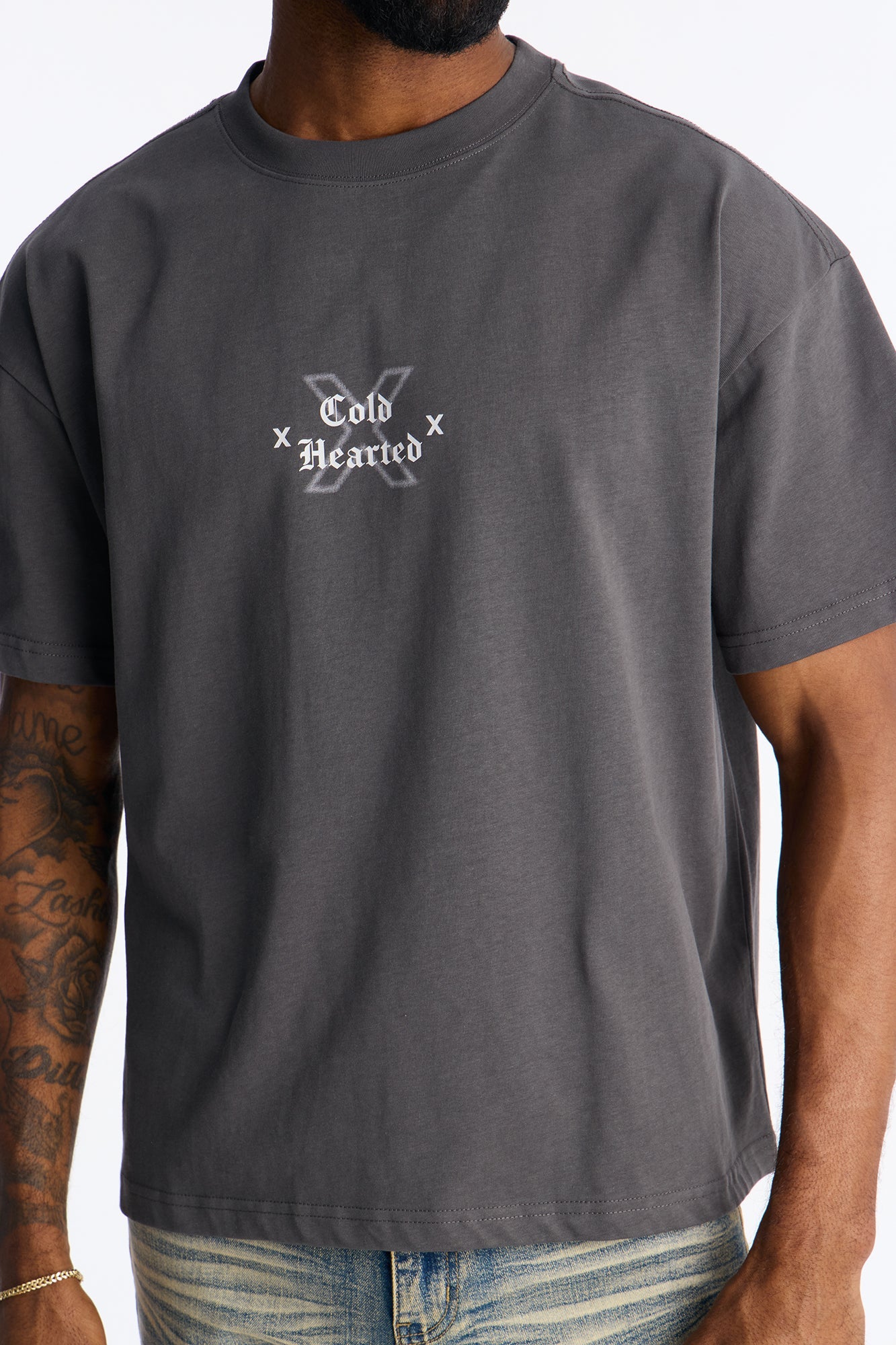 Premium Ruthless x Cold Hearted Short Sleeve Tee - Charcoal
