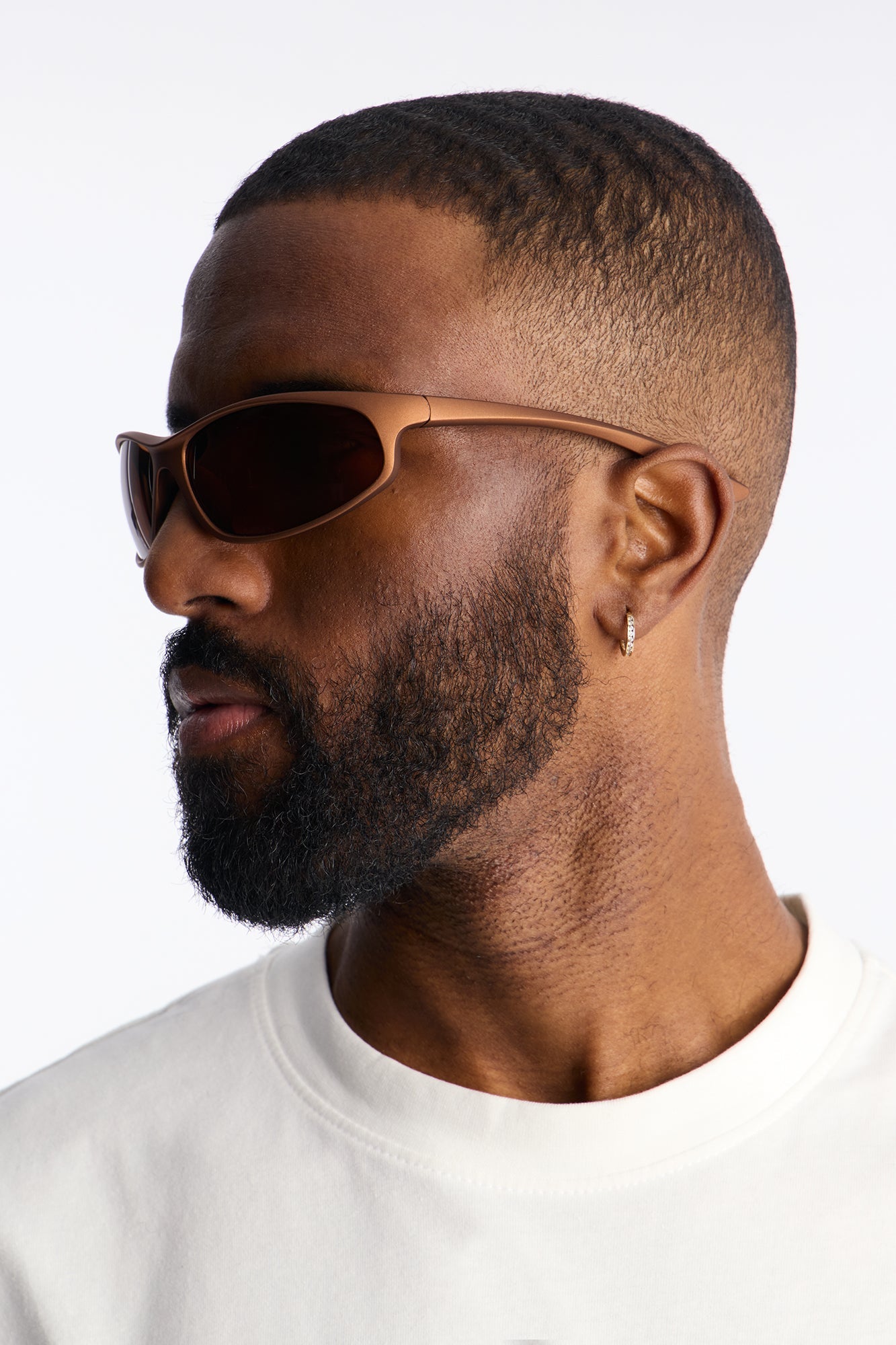 Rubberized Slim Sport Wrap Sunglasses - Brown