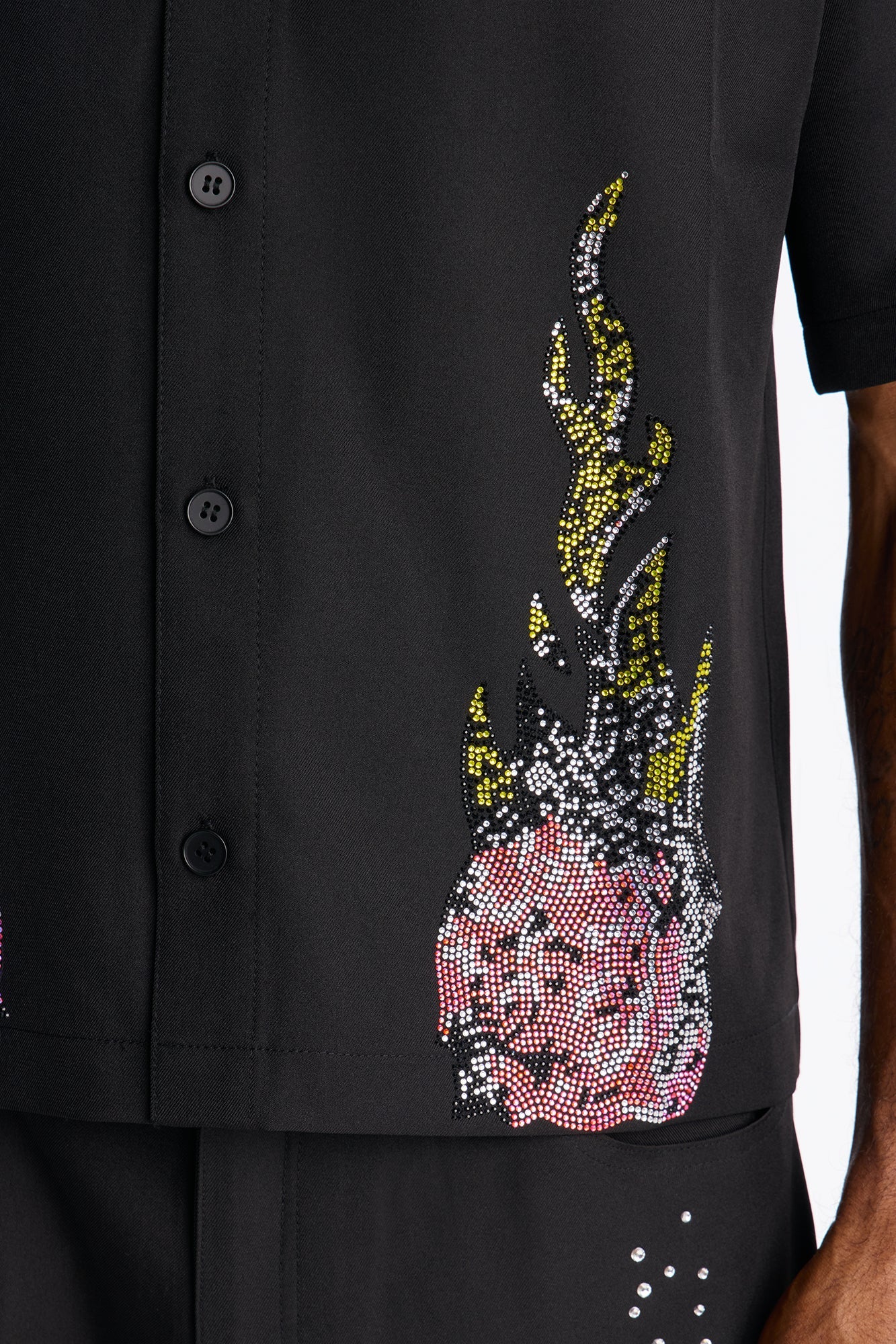 Genesis Origin Embellished Button Up Shirt - Black