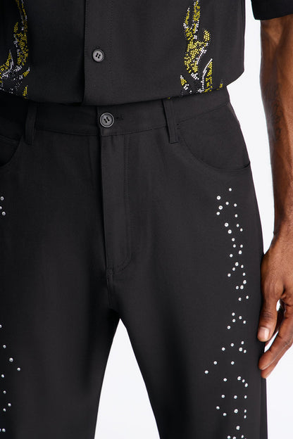 Straight Genesis Origin Embellished Trouser - Black