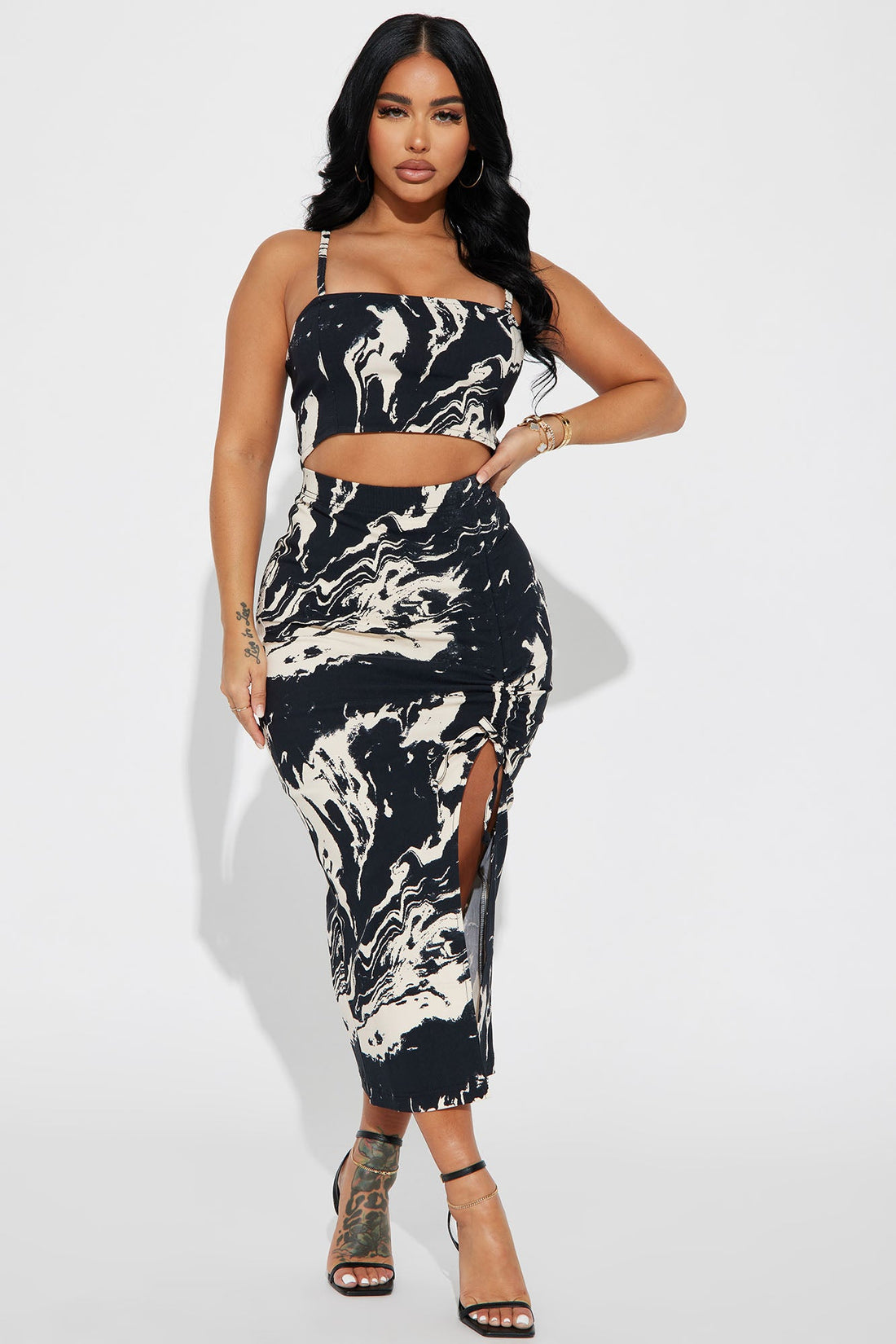 Clear Direction Skirt Set - Black/White