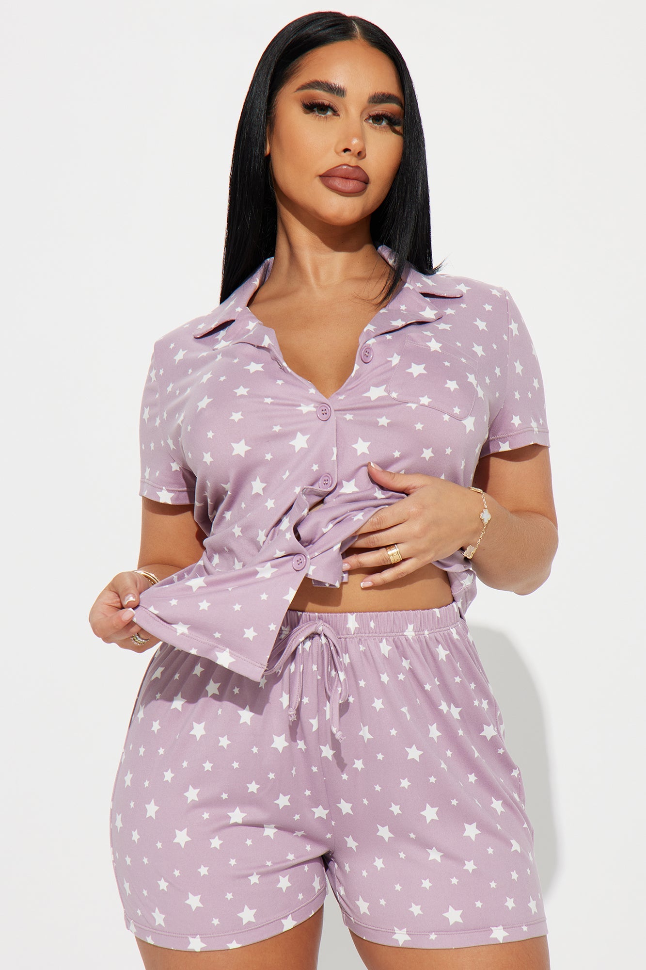 Starry Dreams PJ Short Set - Grey