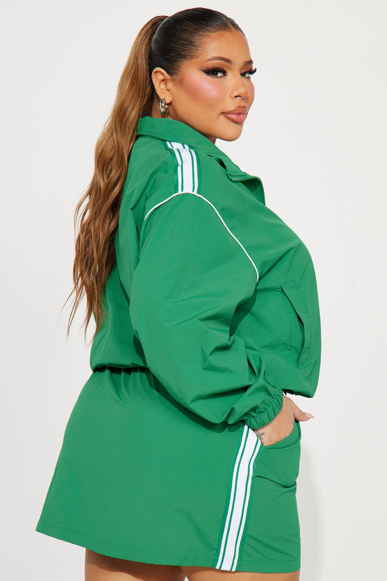Tennis Court Ready Windbreaker Skirt Set - Kelly Green