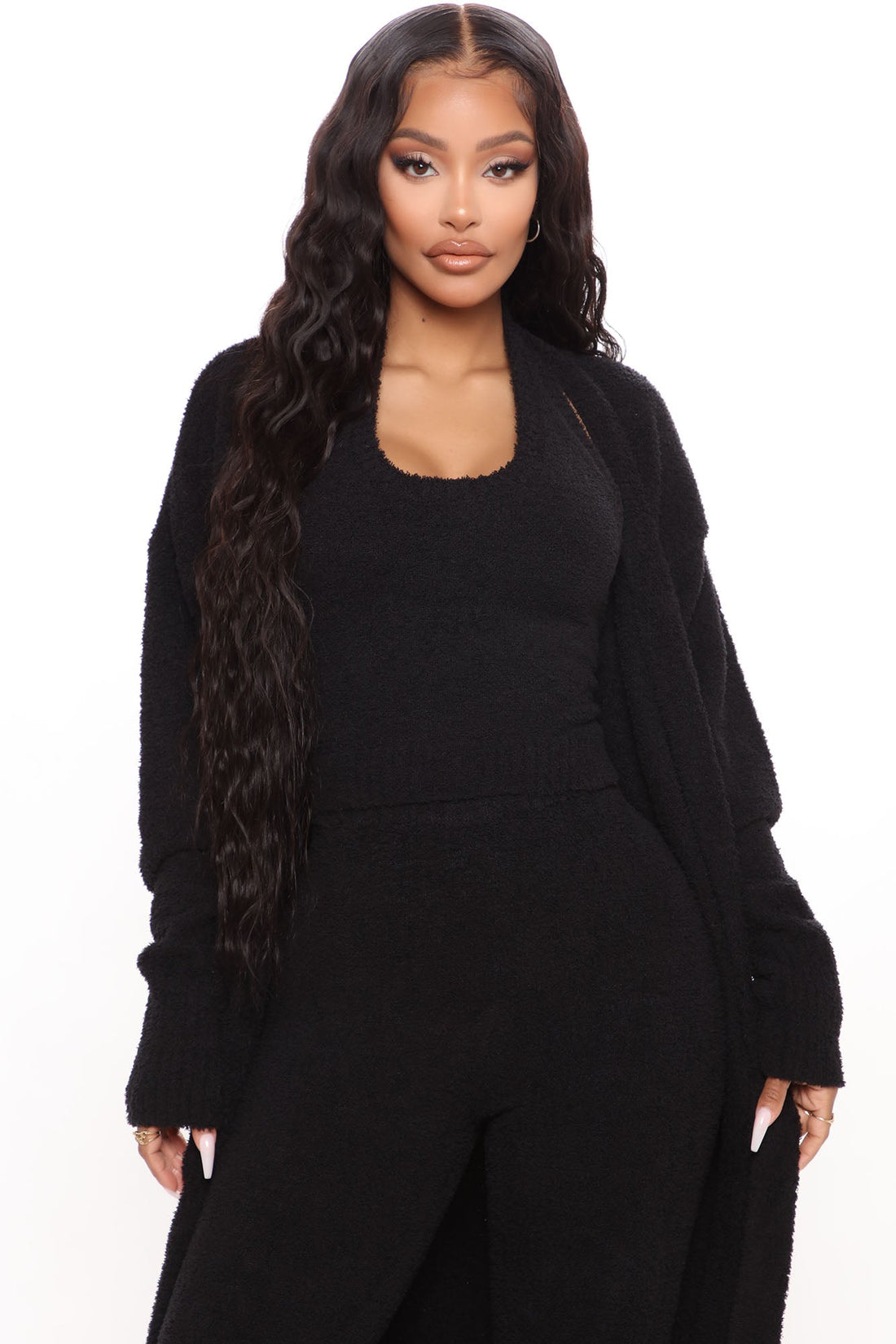 Keep Me Cozy Fuzzy 3 Piece Legging Set - Black