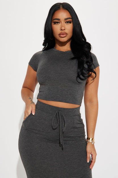 Casual Lover Skirt Set - Charcoal