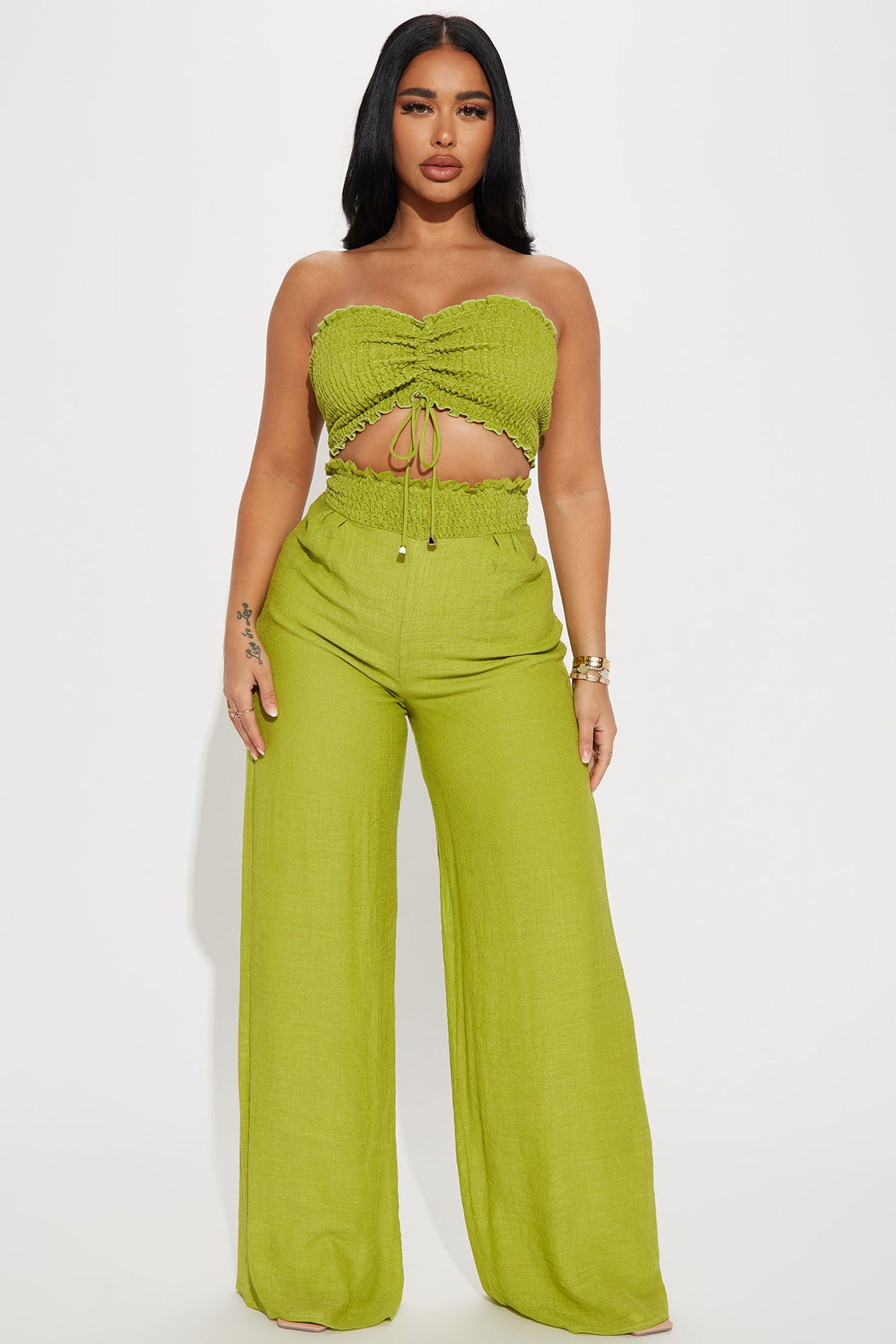 Vacation Time Pant Set - Chartreuse