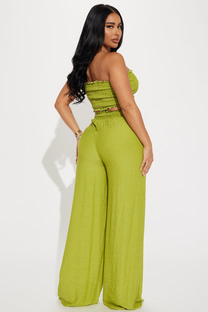 Vacation Time Pant Set - Chartreuse