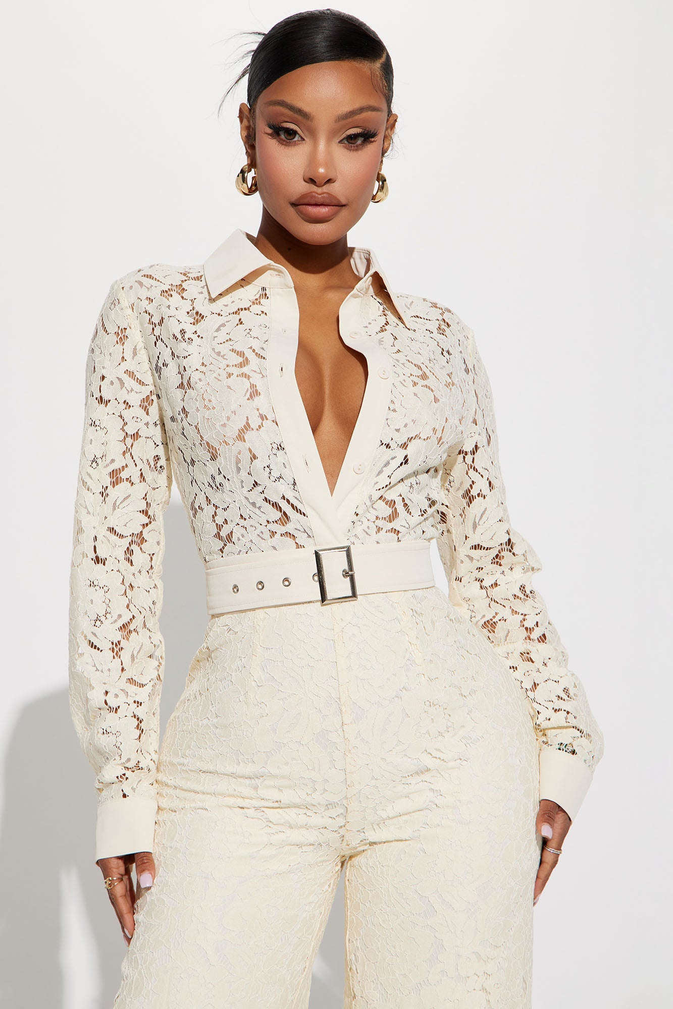 Perfect Night Lace Jumpsuit - Cream