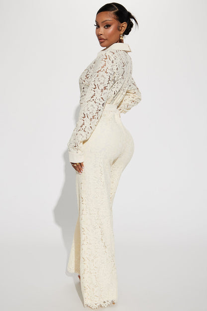 Perfect Night Lace Jumpsuit - Cream