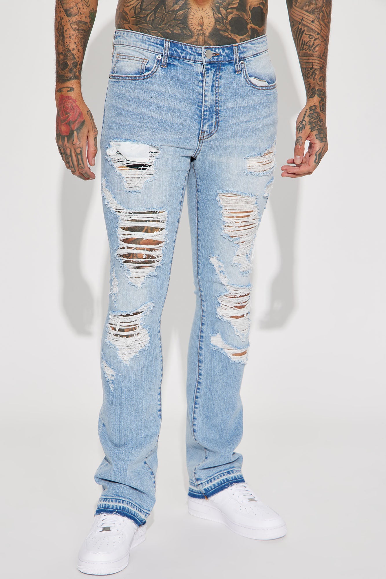 Innovative Stacked Skinny Flare Jeans - Medium Wash