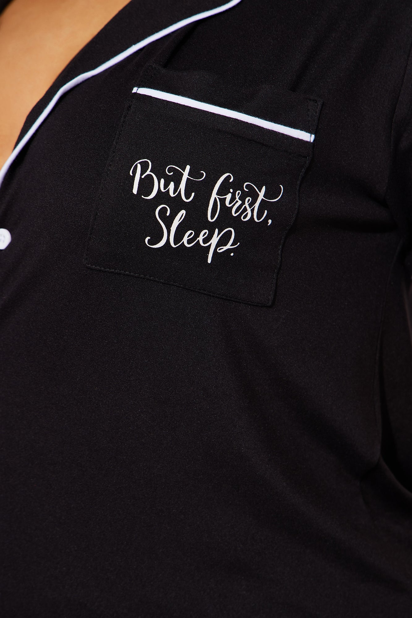 Sleep Comes First PJ Short Set - Black/White