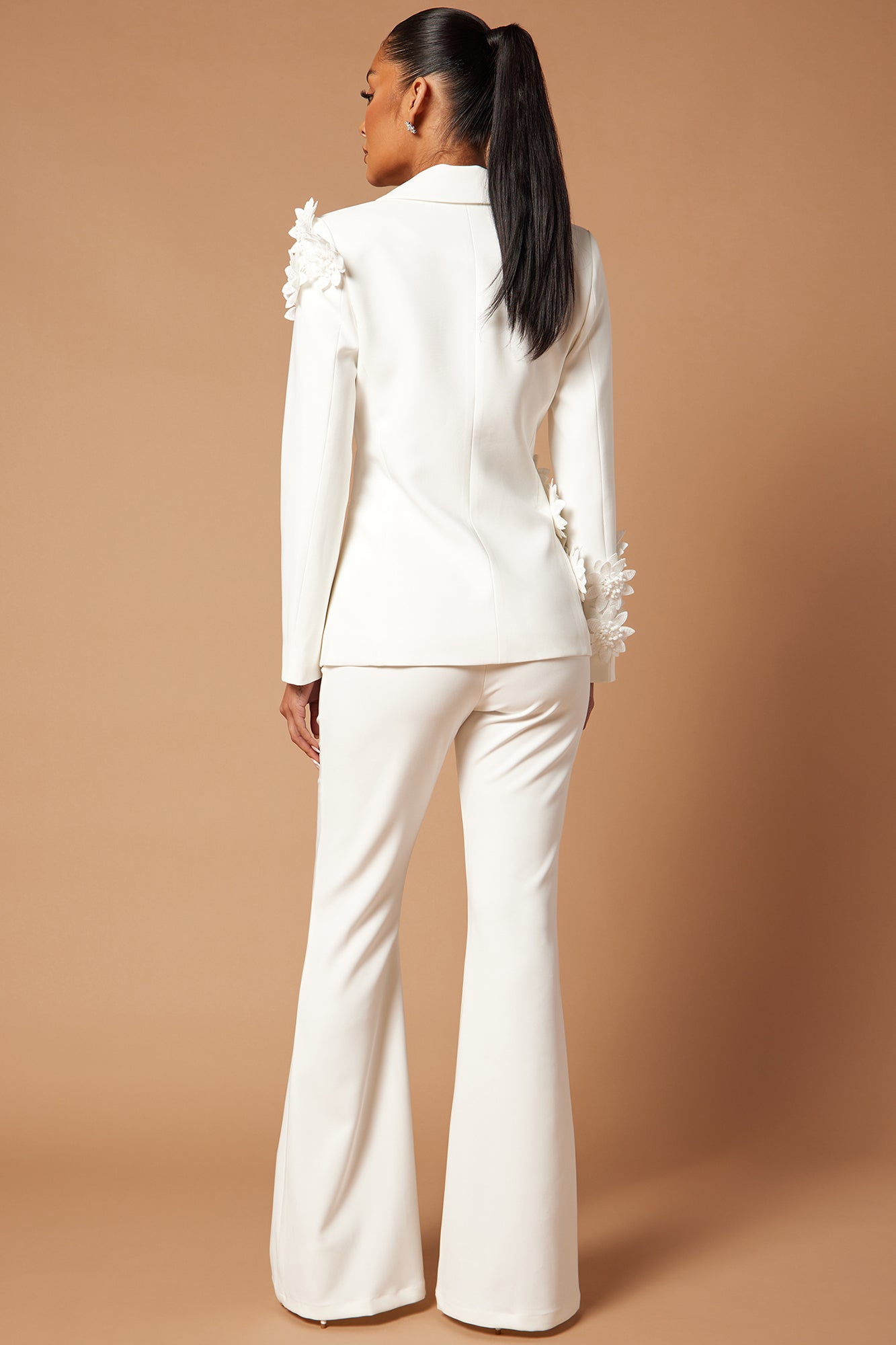 Claudette Floral Embroidered Suit Set - White