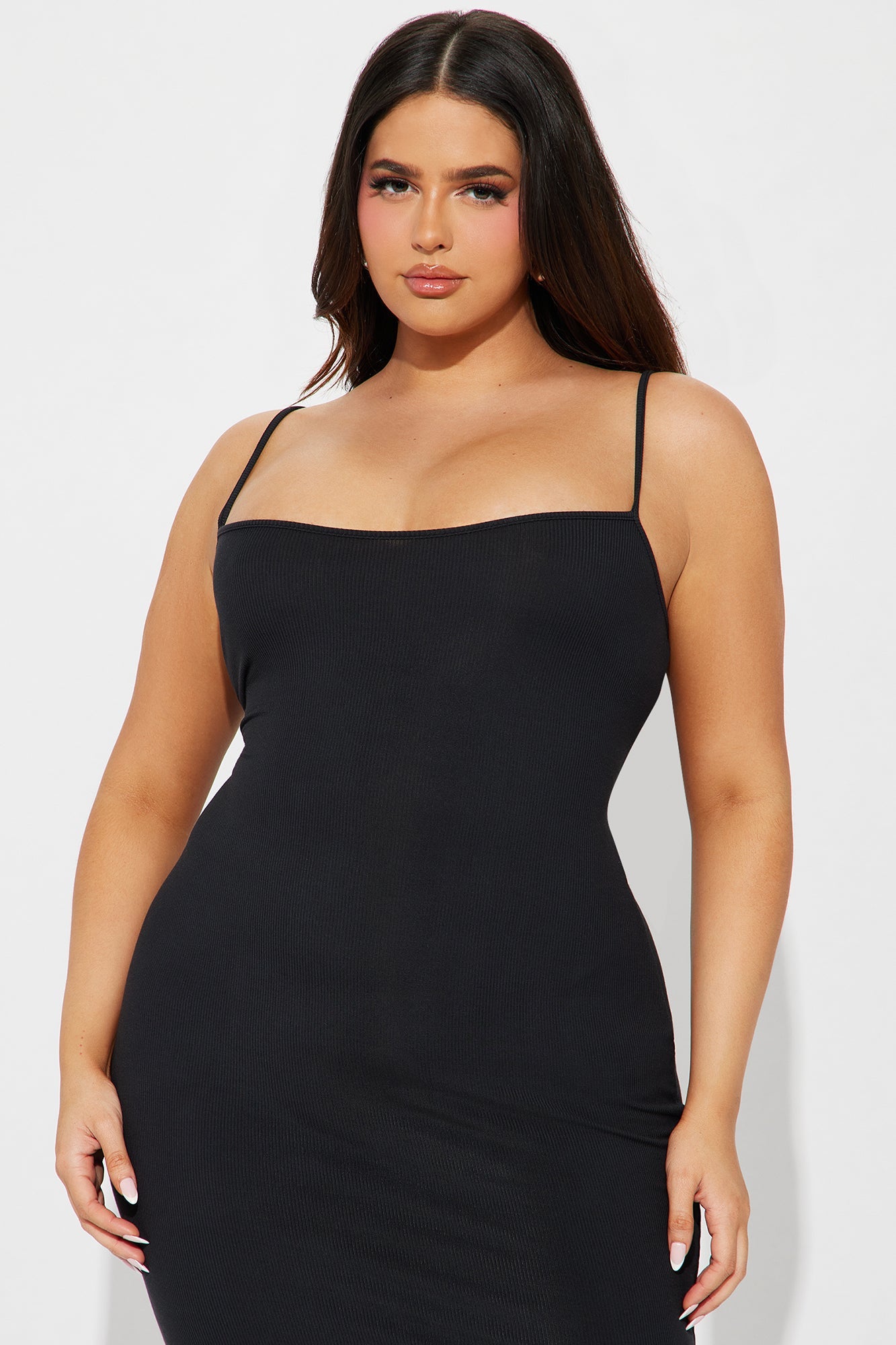 Madelyn Micro Ribbed Maxi Dress - Black