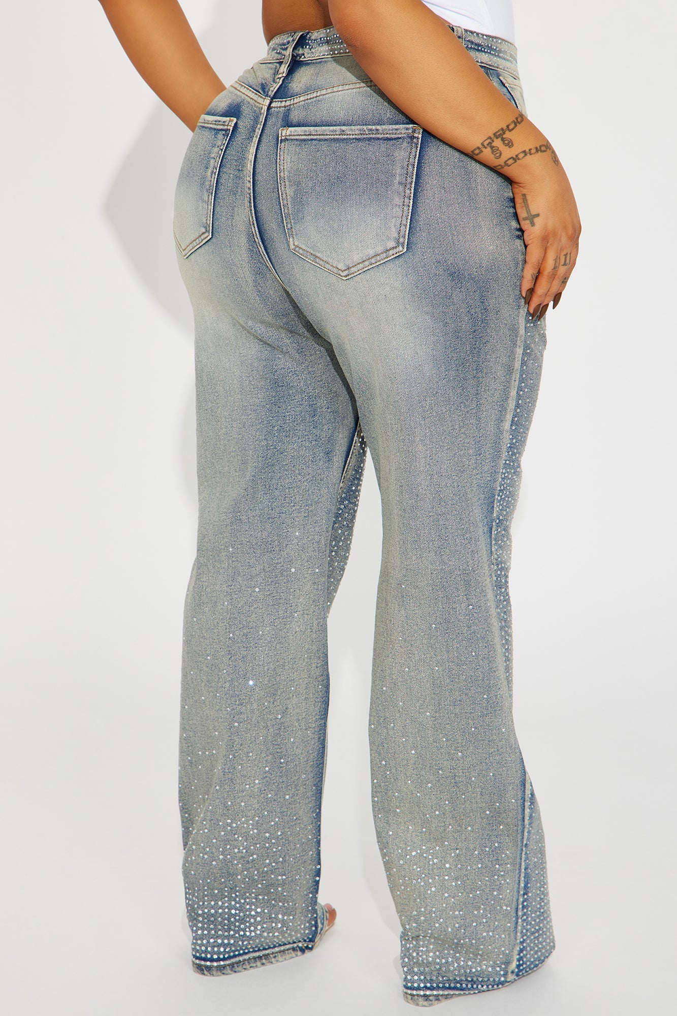 Chasing A Dream Embellished Stretch Straight Leg Jeans - Vintage Wash