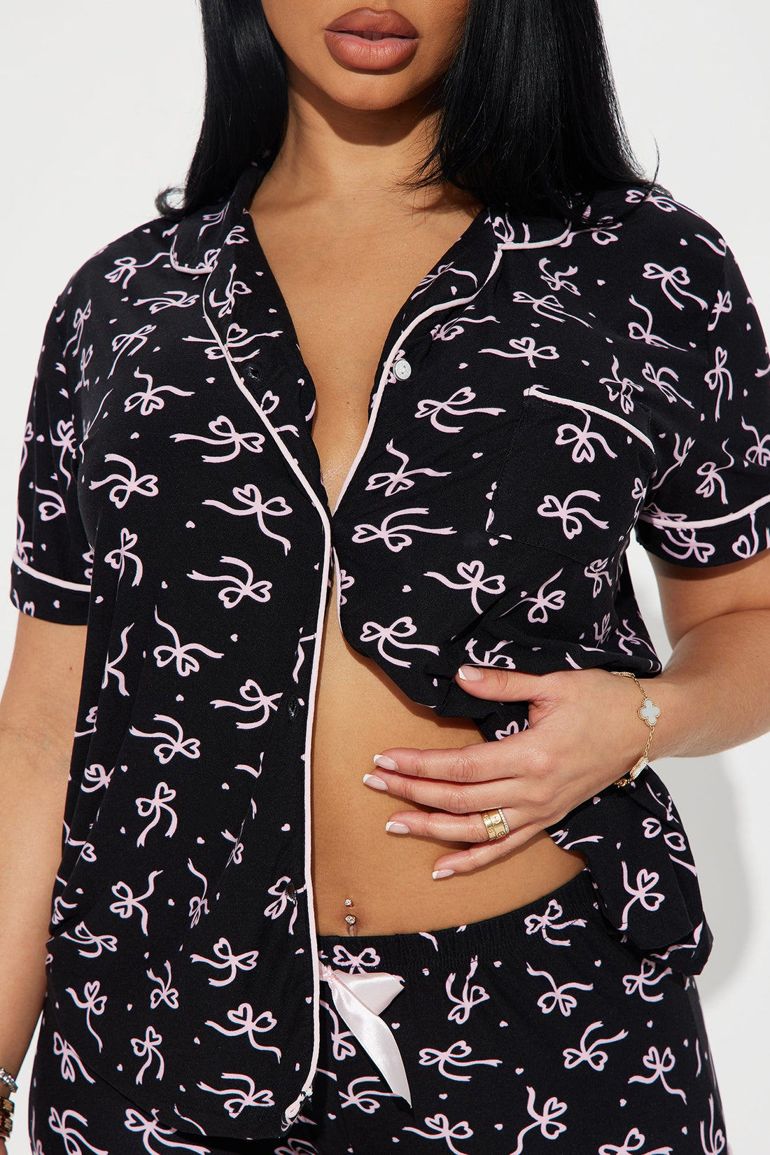 Sleepy Princess PJ Short Set - Black/Pink
