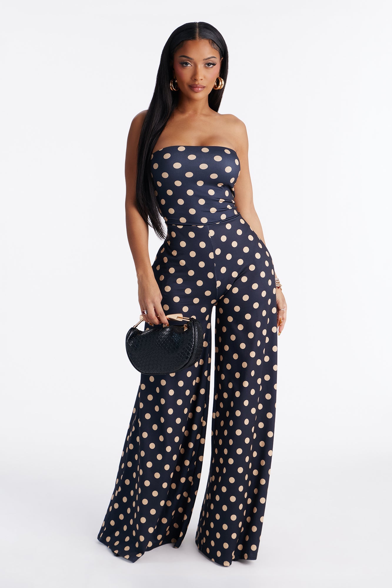 Penny Polka Dot Strapless Jumpsuit - Black/combo