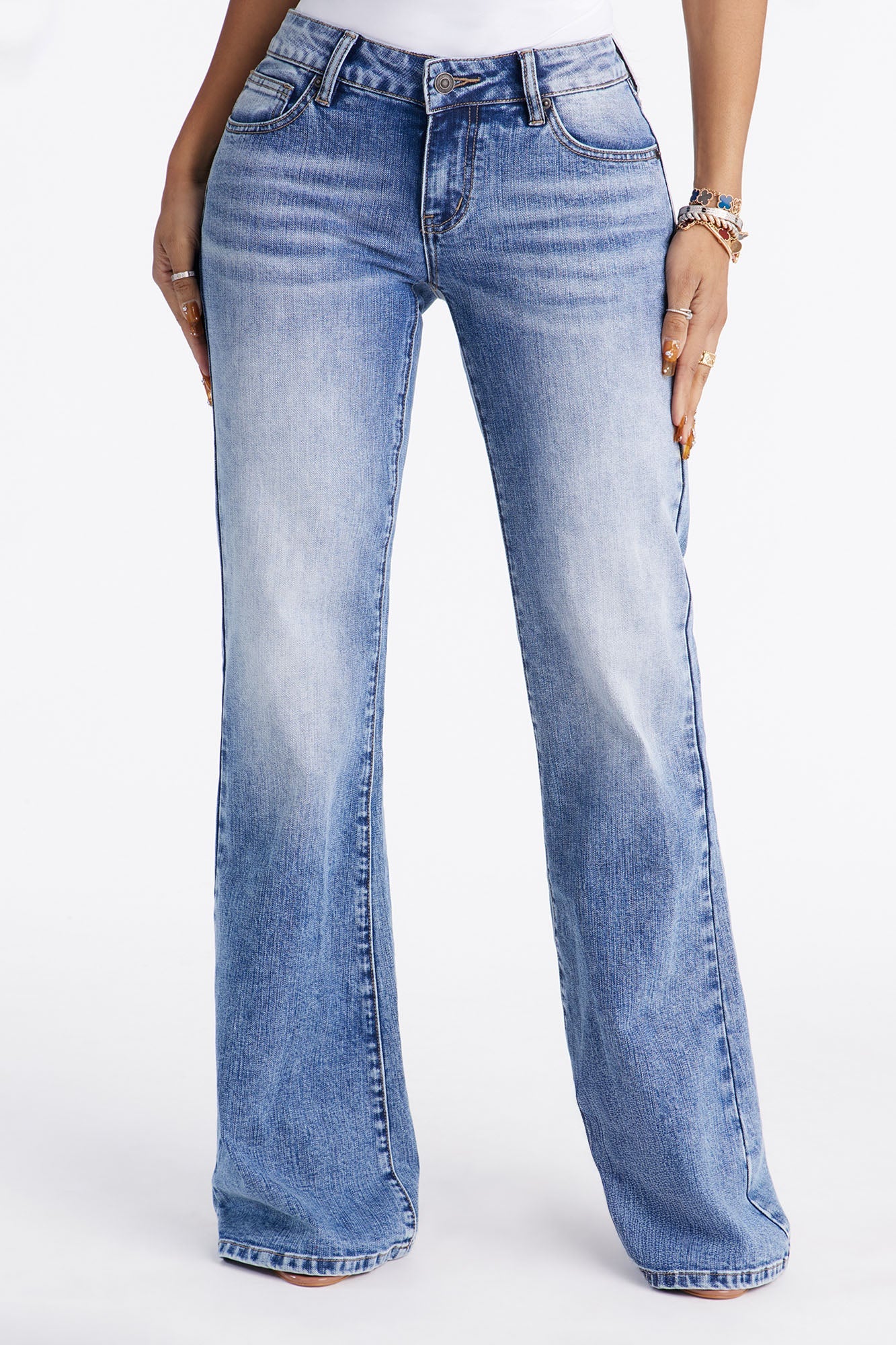 Camden Compression Low Rise Flare Jeans - Light Wash