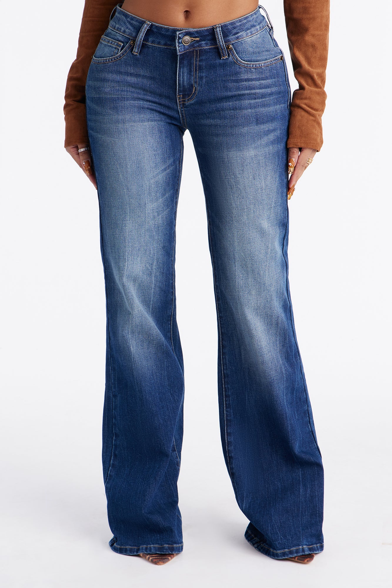 Camden Compression Low Rise Flare Jeans - Dark Wash