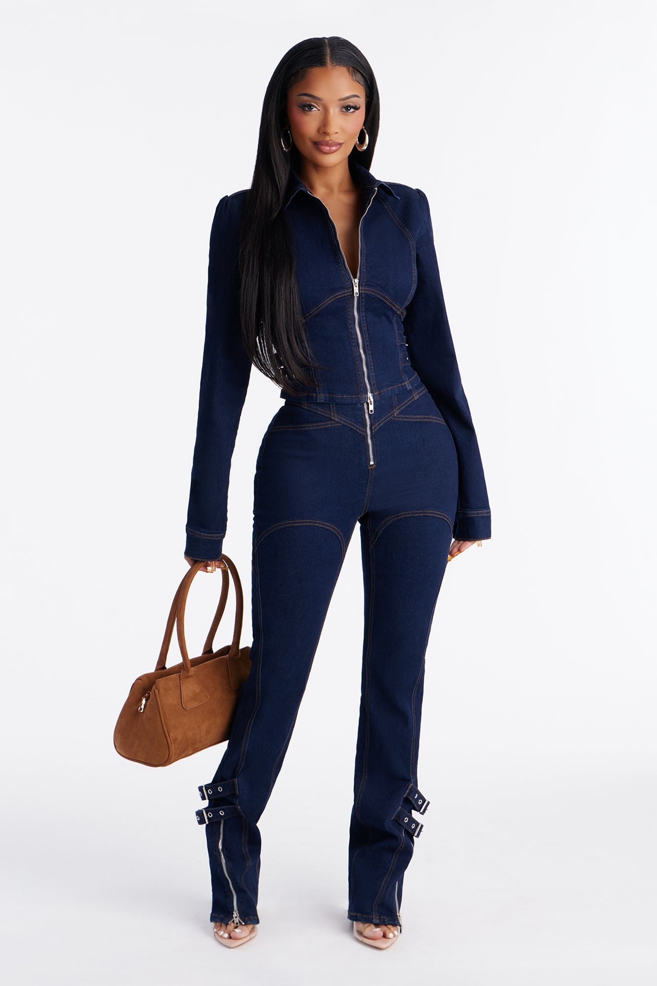Leading Lady Stretch Straight Leg Jeans - Rinse Blue Wash