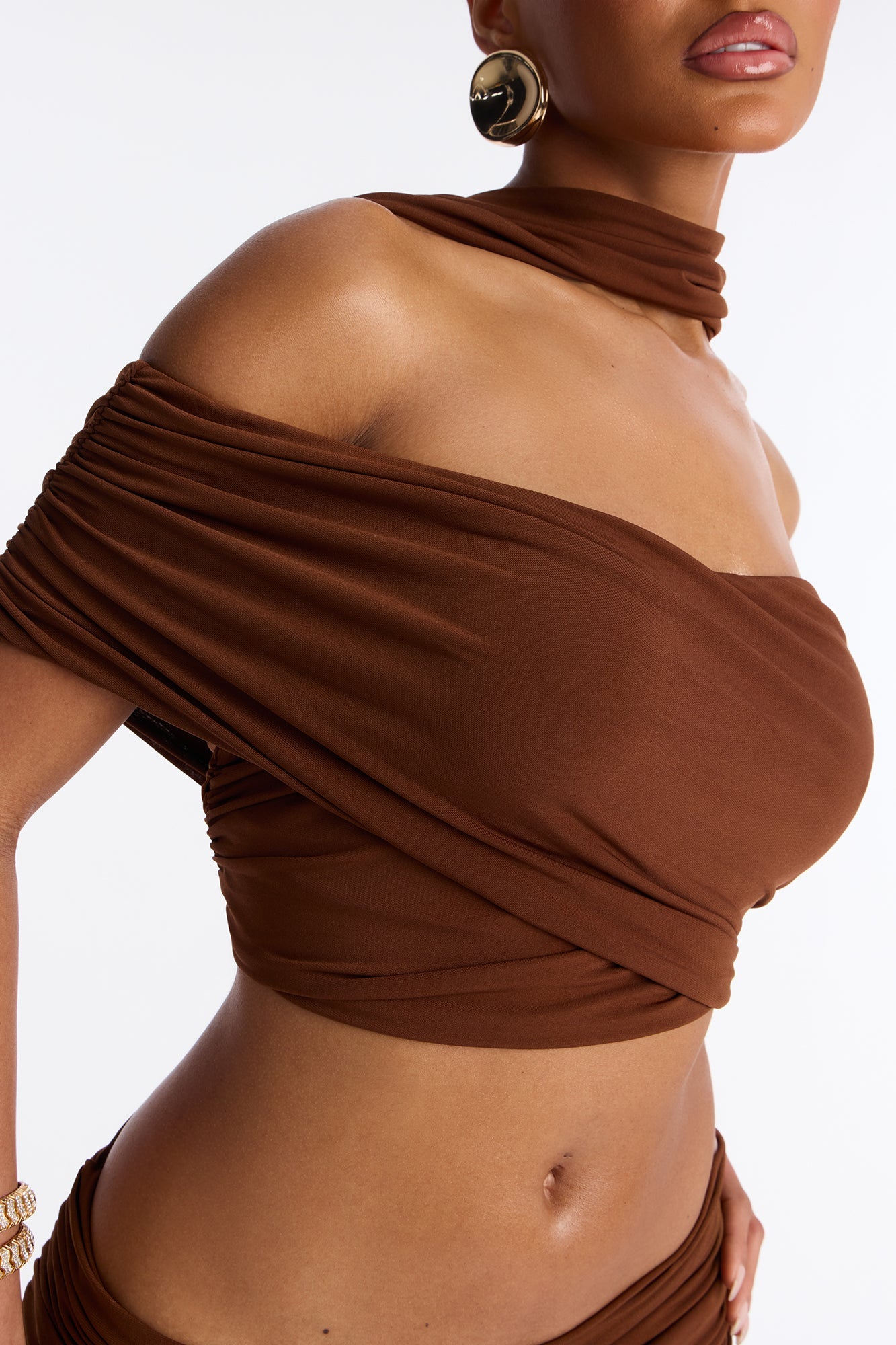 Touch Me Not Jersey Skirt Set - Brown