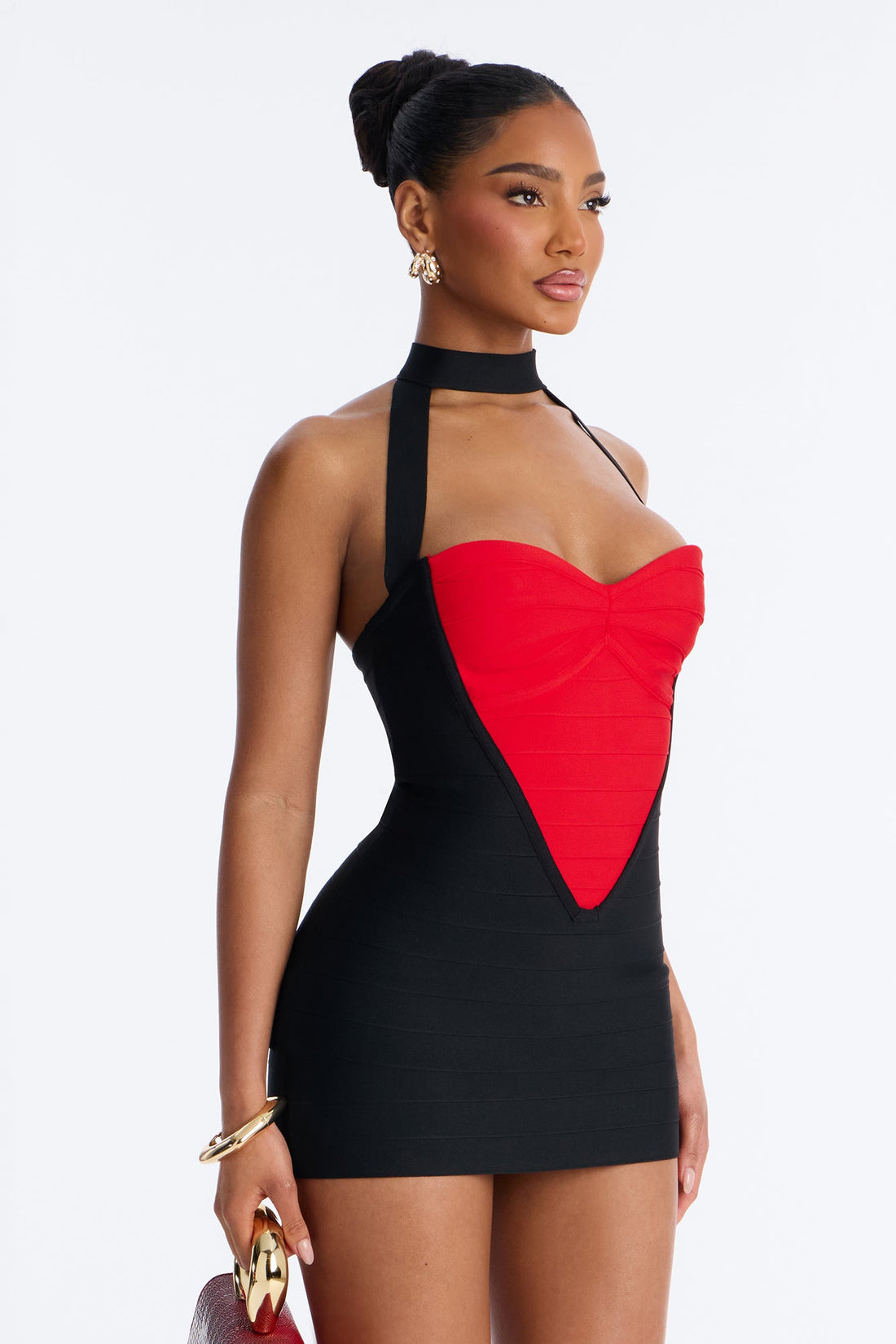 My Whole Heart Bandage Mini Dress - Black/Red