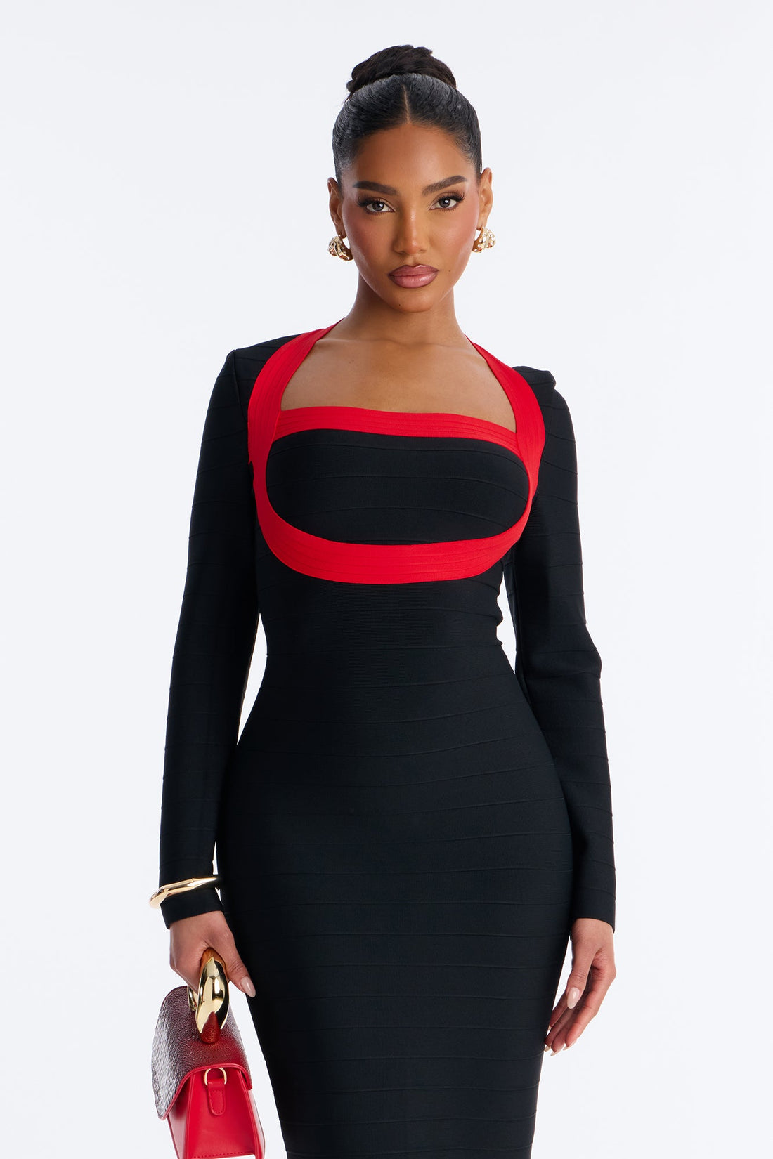 Cupids Pick Bandage Midi Dress - Black/Red